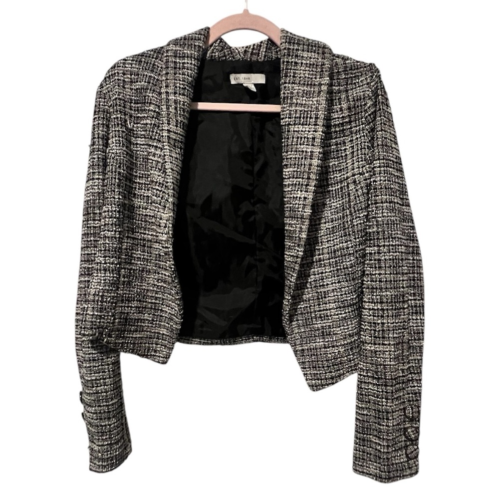 Cato Women's Black and White Tweed Blazer